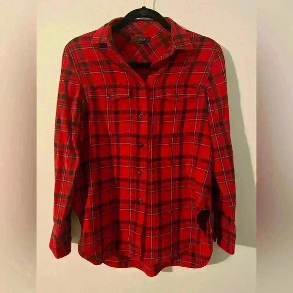 J.Crew Red & Black Flannel Size 2 - Picture 1 of 6